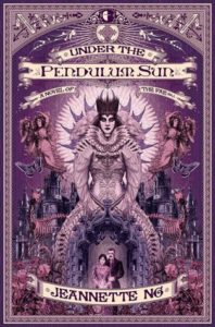 Cover of Under the Pendulum Sun by Jeannette Ng. Purple cover with Queen Mab central. 
