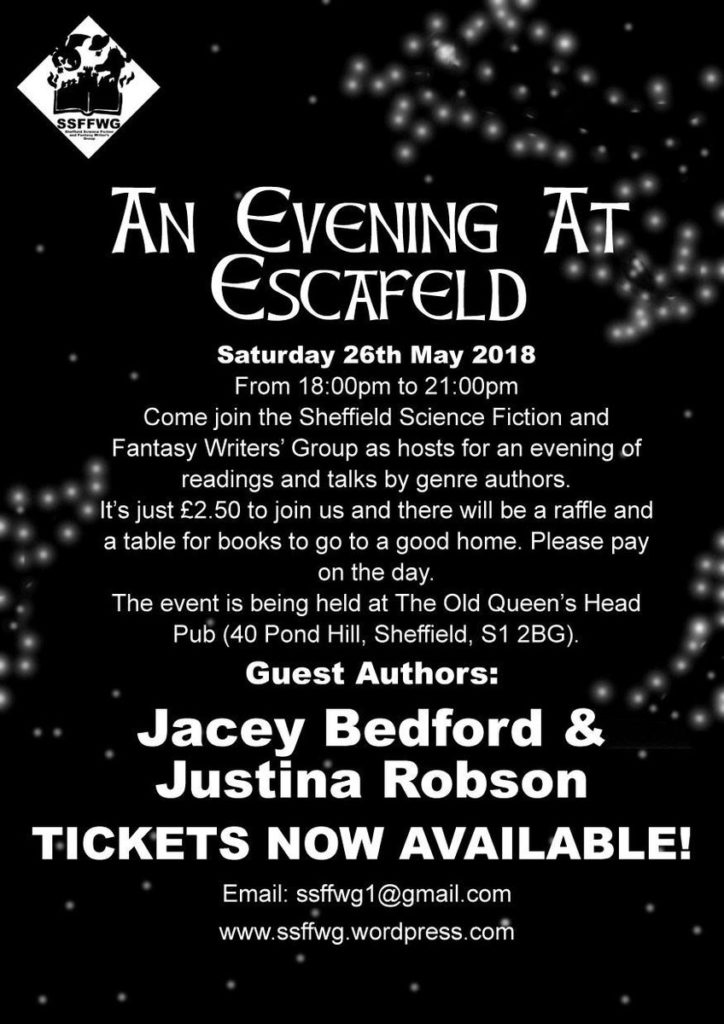 An Evening at Escafeld: Justina Robson and Jacey Bedford Authors, May 26th, The Old Queens Head, Sheffield.