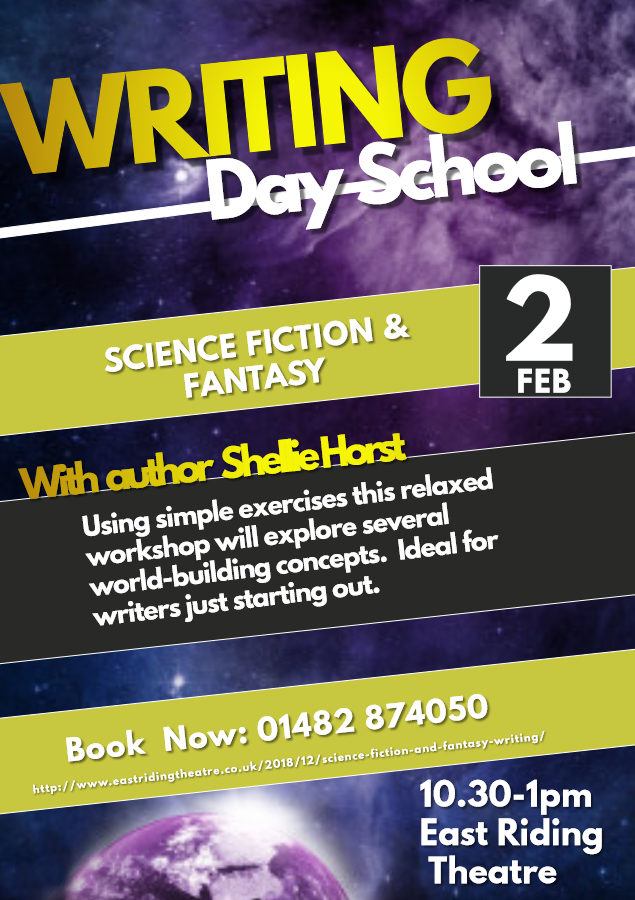 Poster for Writing Day School at East Riding Theatre, Feb 2nd 10.30 til 1pm.
