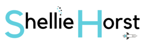 Text - Shellie Horst with science fiction rocket and fantasy stars